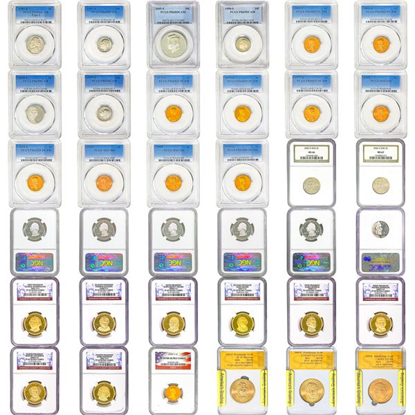 1975-2012 Gem BU/PF Graded US Coinage Lot [36 Coins] PCGS/NGC MS/PF66-69