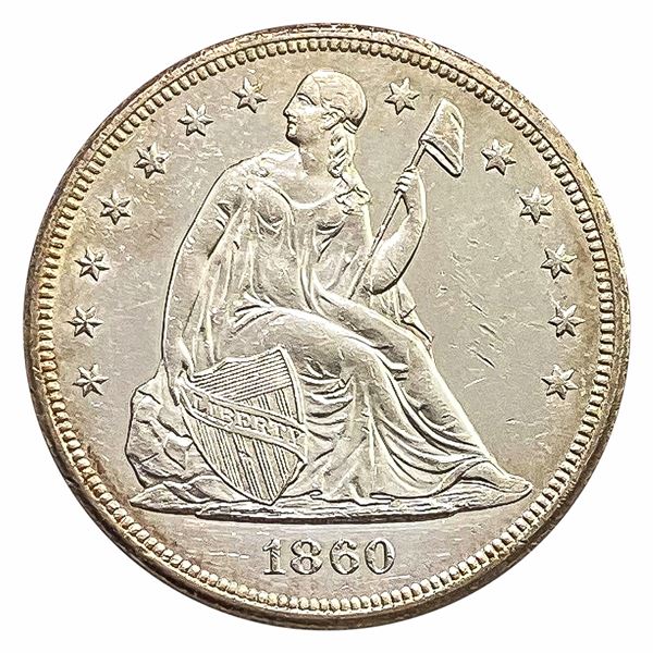 1860-O Seated Liberty Dollar AU+
