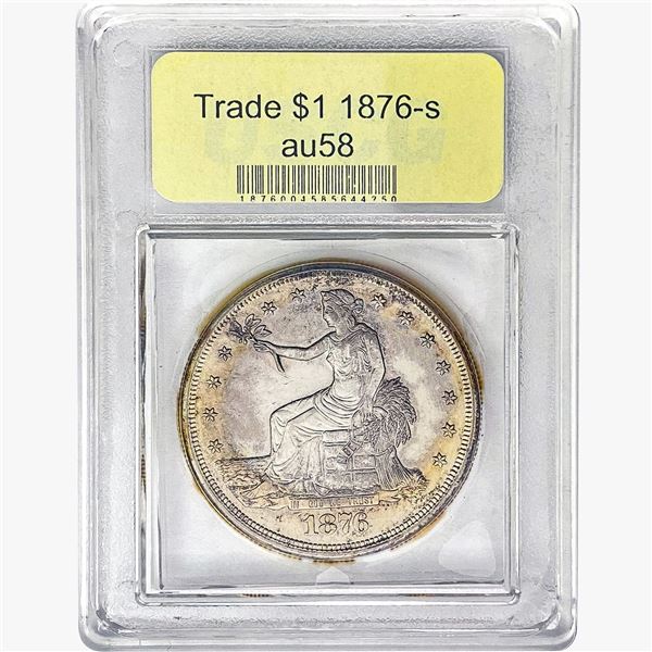 1876-S Silver Trade Dollar USCG AU58