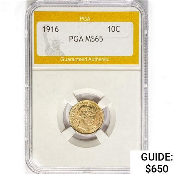 1916 Barber Dime PGA MS65