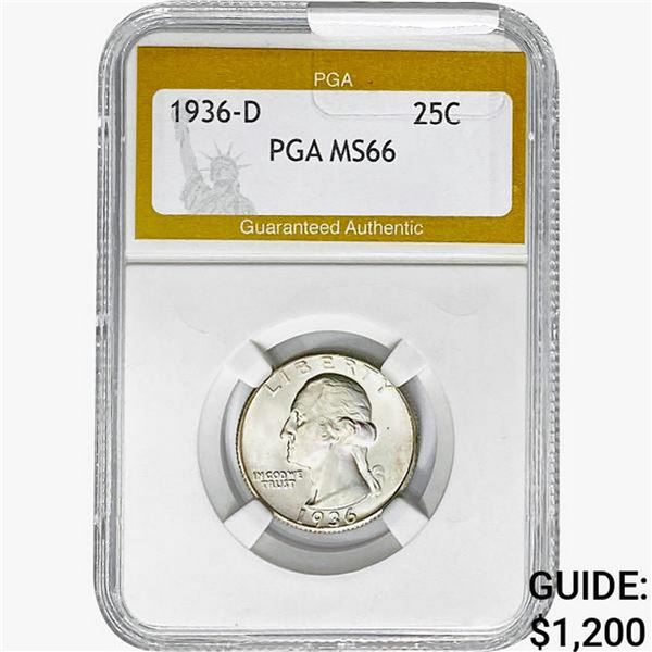 1936-D Washington Silver Quarter PGA MS66