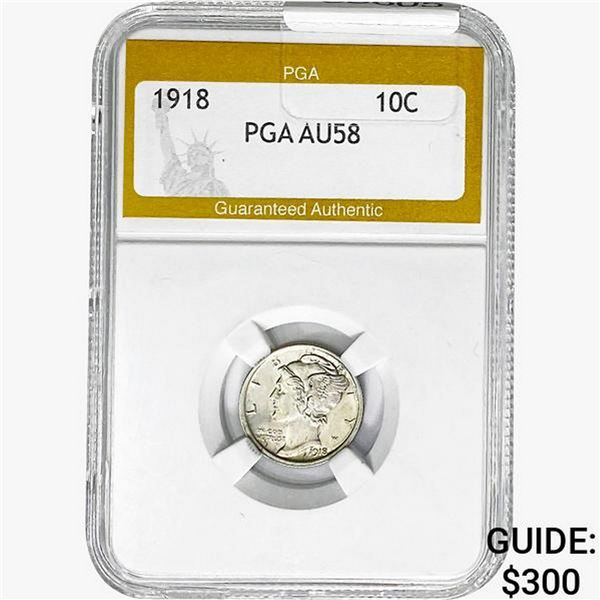 1918 Mercury Silver Dime PGA AU58