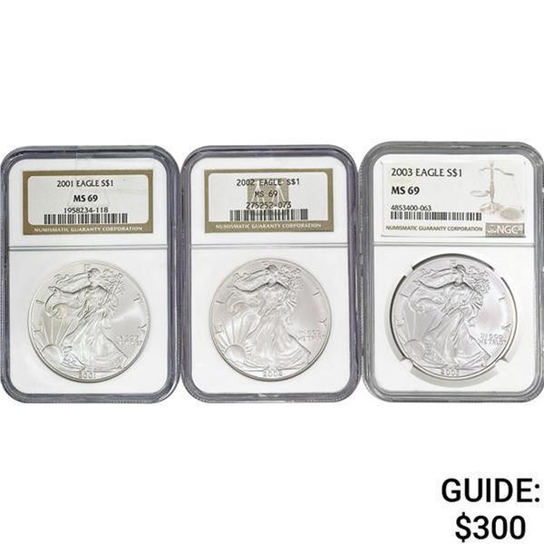[3]2001-2003 Silver Eagle NGC MS69