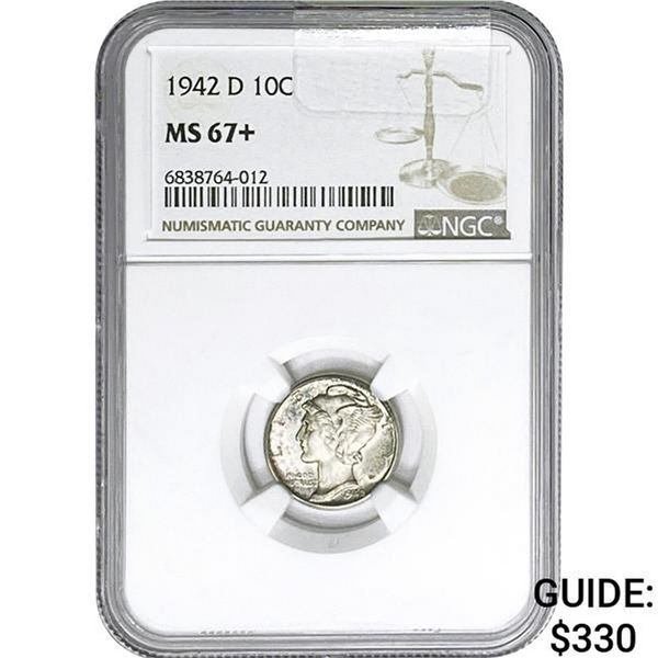 1942-D Mercury Silver Dime NGC MS67+