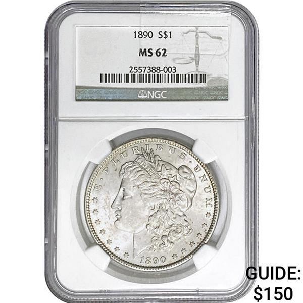 1890 Morgan Silver Dollar NGC MS62