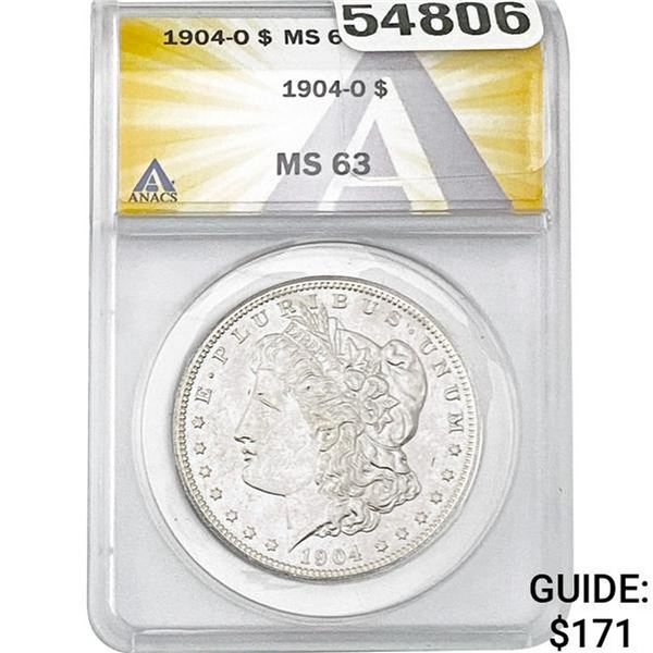 1904-O Morgan Silver Dollar ANACS MS63