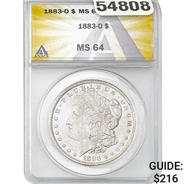 1883-O Morgan Silver Dollar ANACS MS64