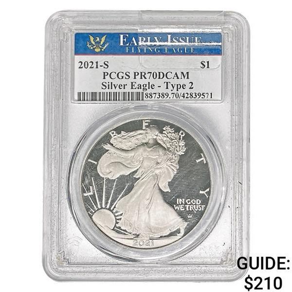 2021-S Silver Eagle PCGS PR70 DCAM