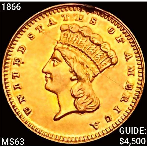 1866 Rare Gold Dollar ex: Chapman CHOICE BU