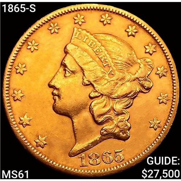 1865-S $20 Gold Double Eagle UNCIRCULATED