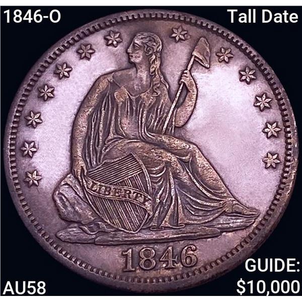 1846-O Tall Date Seated Liberty Half Dollar CHOICE AU