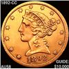 1892-CC $5 Gold Half Eagle CHOICE AU
