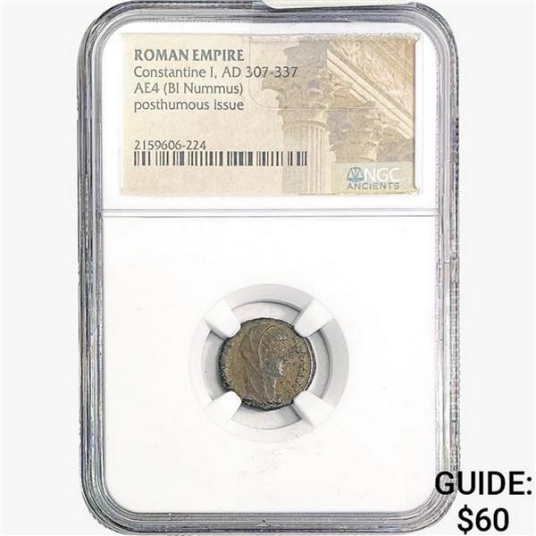 Roman Constantine I, AD 307-337 AE4 BI Nummus