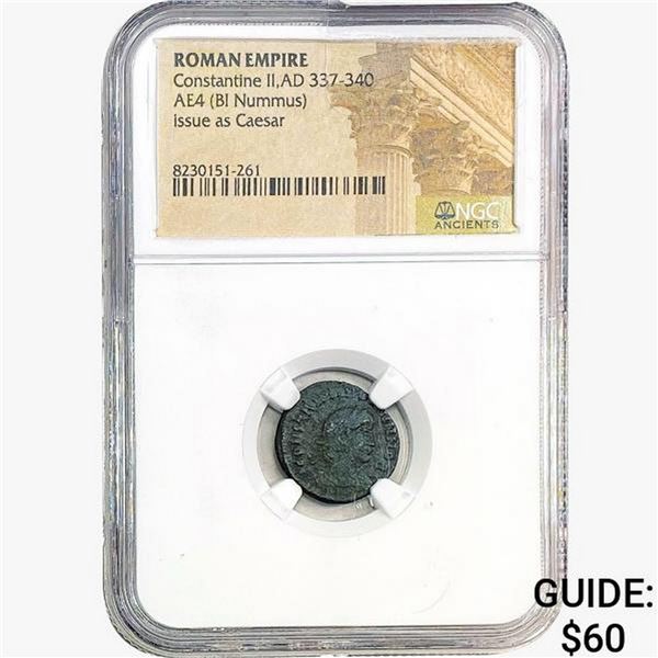 Roman Constantine II, AD 337-340 AE4 BI Nummus