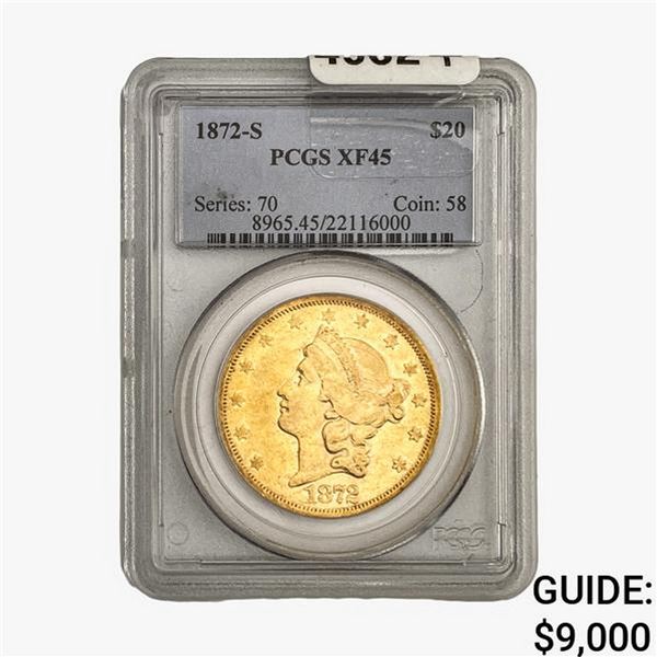 1872-S $20 Gold Double Eagle PCGS XF45
