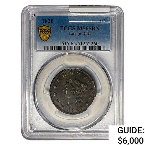 1820 Classic Head Large Cent PCGS MS65 BN Lg Date