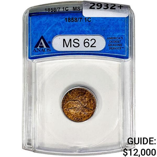 1858/ 7 Flying Eagle Cent ANACS MS62