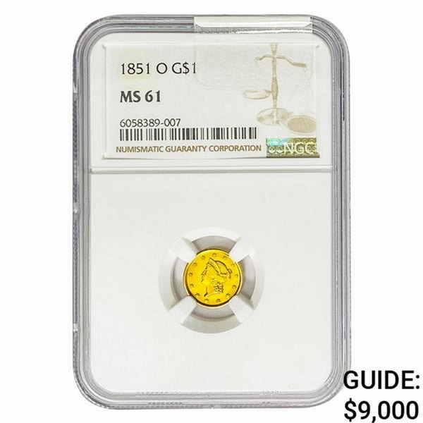 1851-O Rare Gold Dollar NGC MS61