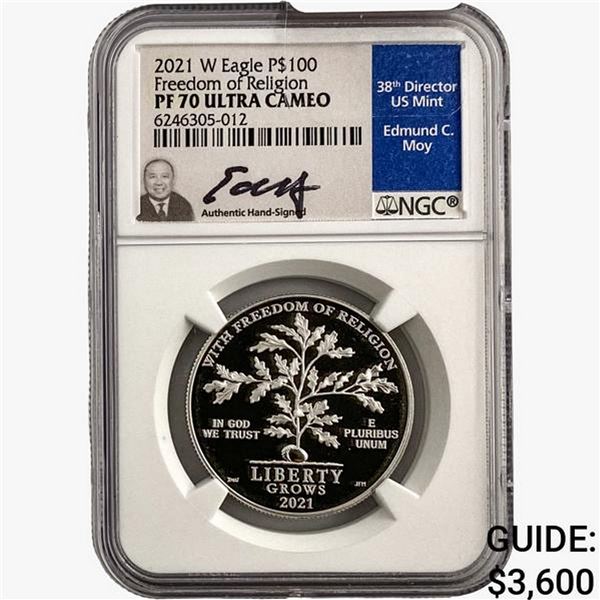 2021-W 1oz Platinum $100 Eagle-Religion NGC PF70