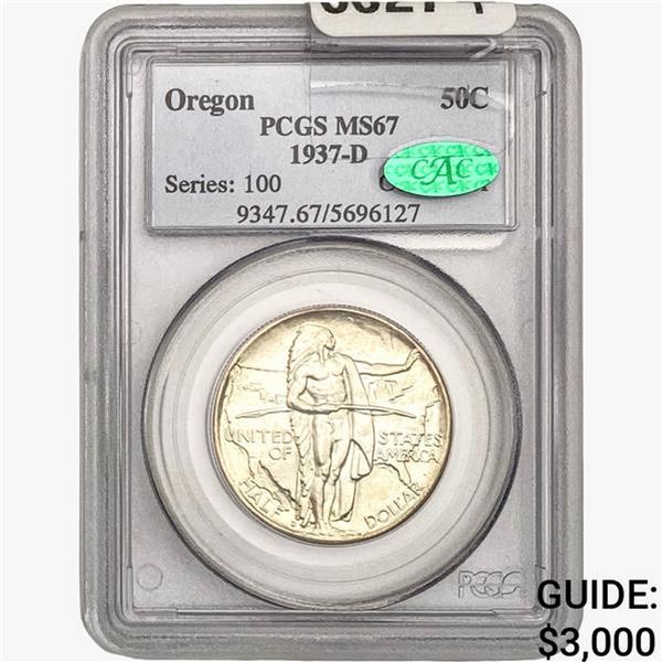 1937-D CAC Oregon Trail Half Dollar PCGS MS67