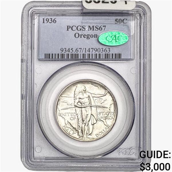1936 CAC Oregon Trail Half Dollar PCGS MS67