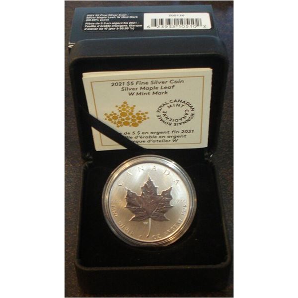 2021 Canada $5 Silver Maple Leaf with W Mint Mark