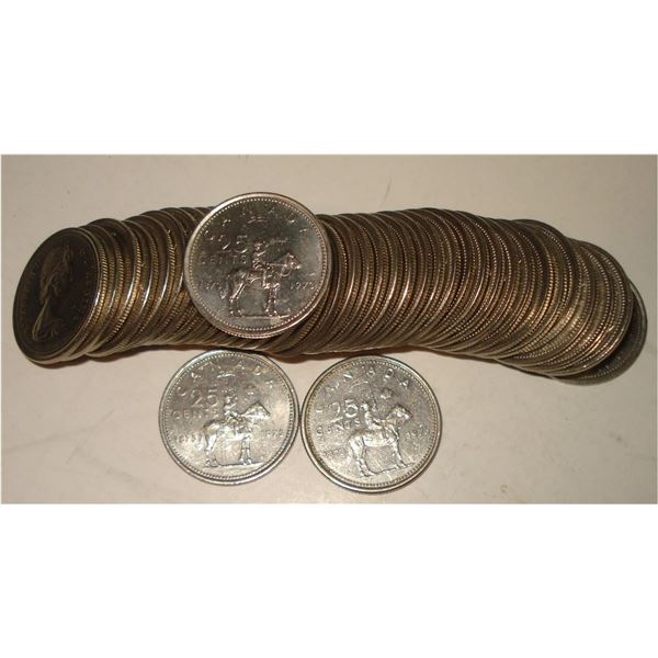 1973 RCMP 25¢ Roll, 40 coins, Circulated condition