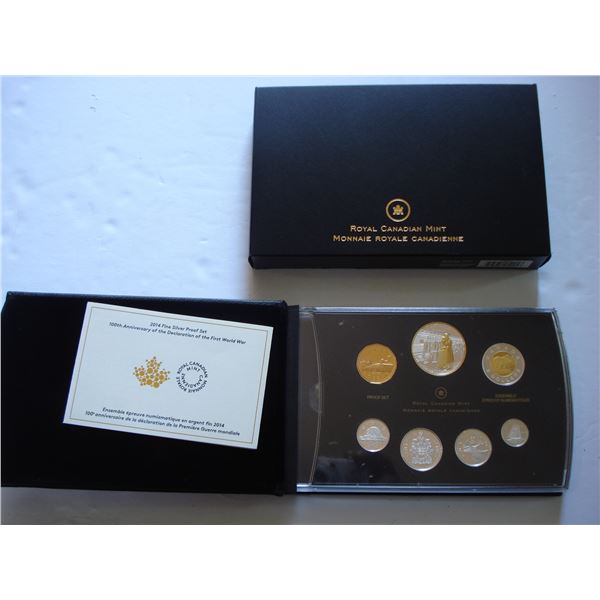 2014 Canada Fine Silver Dollar Proof Set,  100th Ann. Declaration WWI