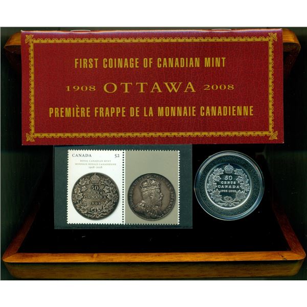 2008 100th Ann. Of The Royal Canadian Mint 50c Coin And Stamp Set