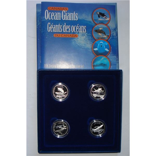 1998 Canada's Ovean Giants 4 x 50¢ Sterling Silver Coin Set