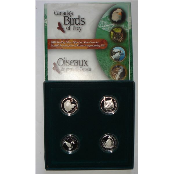 2000 Canada's Birds of Prey 4 x 50¢ Sterling Silver Coin Set