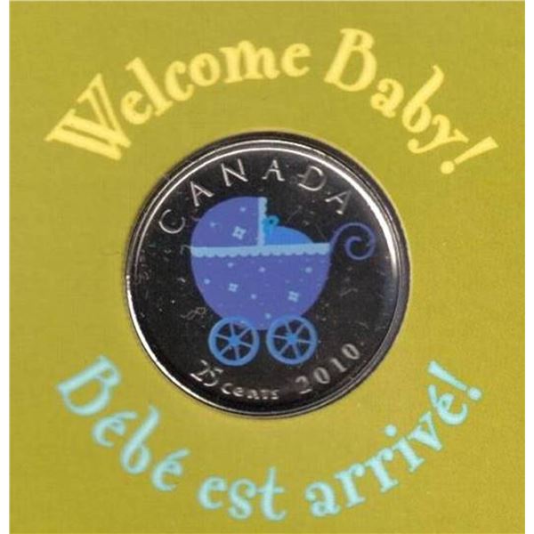 2010 Canada 25¢ Colored Baby Carriage.