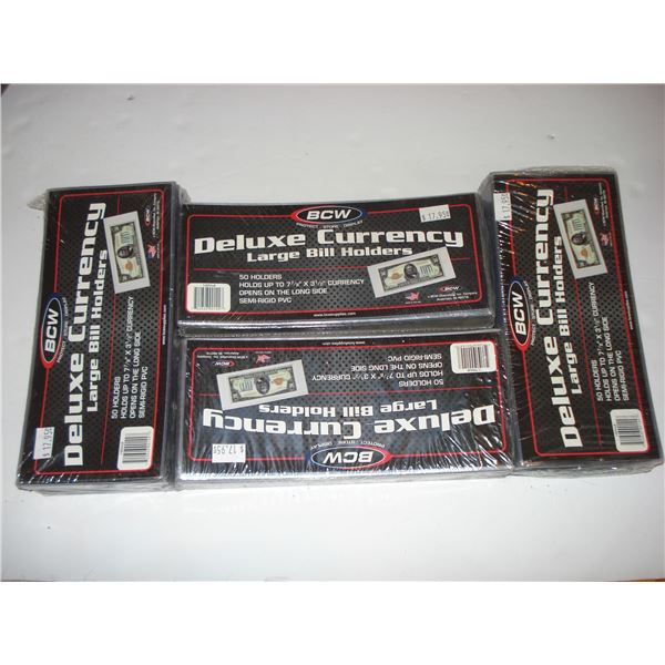BCW Deluxe Currency, Large Bill Holders, 4 New packages