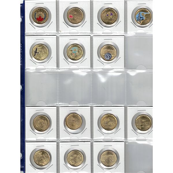 Full Set 2020 - 2025 Canada Colored Loonies. 7 One Dollar $1 Coins. Mint UNC, Set 2