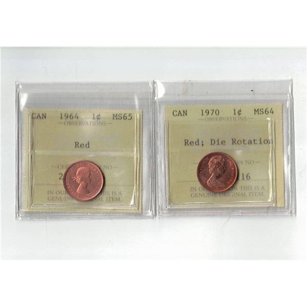PCCS 1¢,  2 coin Lot Professional Coin Certification System