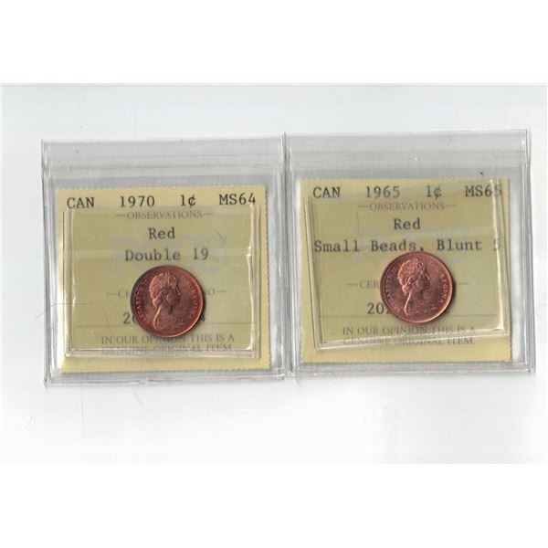 PCCS 1¢,  2 coin Lot Professional Coin Certification System