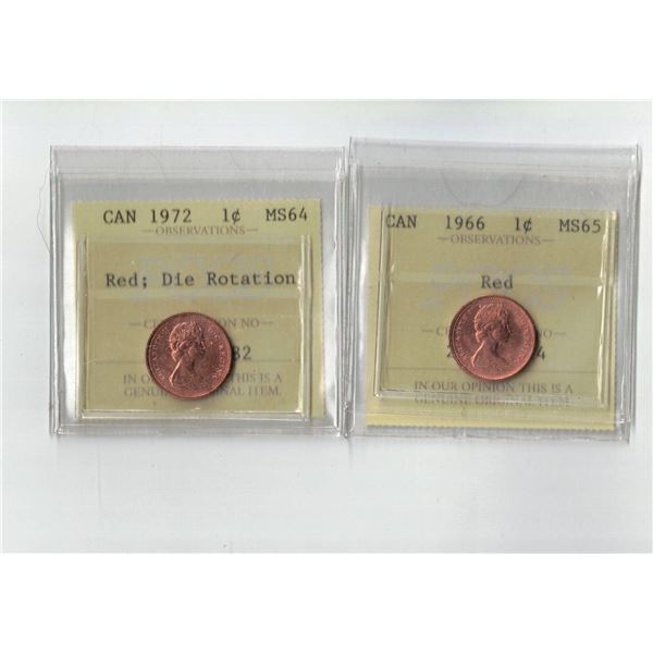 PCCS 1¢,  2 coin Lot Professional Coin Certification System