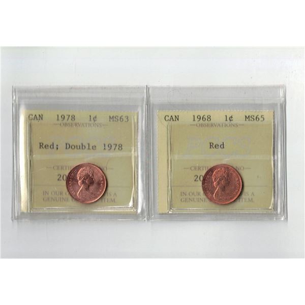 PCCS 1¢,  2 coin Lot Professional Coin Certification System