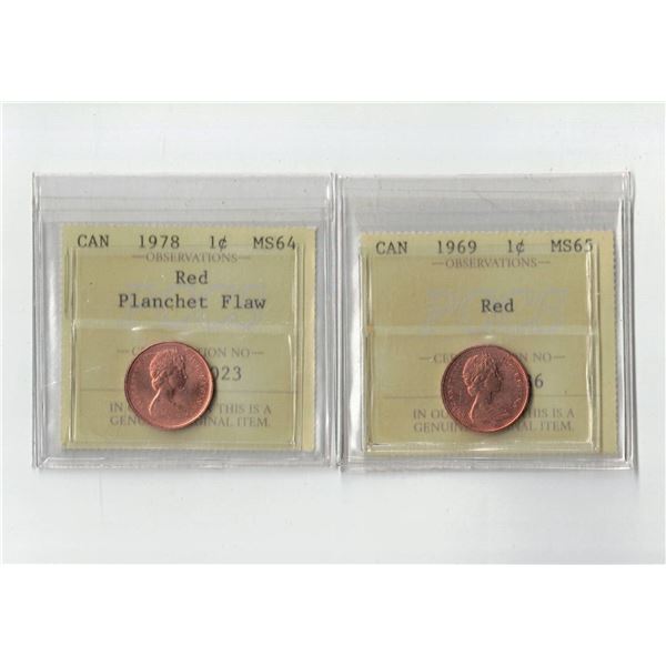 PCCS 1¢,  2 coin Lot Professional Coin Certification System