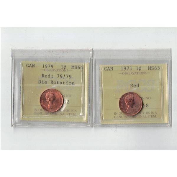 PCCS 1¢,  2 coin Lot Professional Coin Certification System