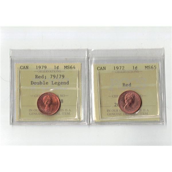 PCCS 1¢,  2 coin Lot Professional Coin Certification System