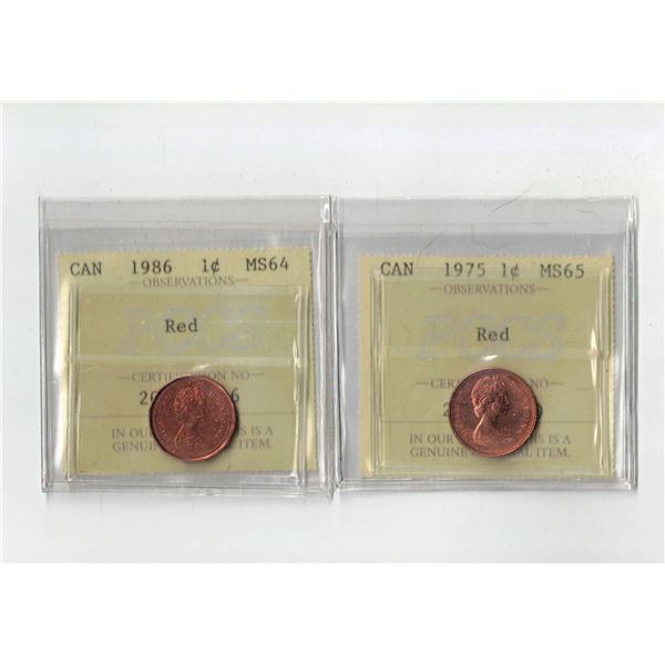 PCCS 1¢,  2 coin Lot Professional Coin Certification System