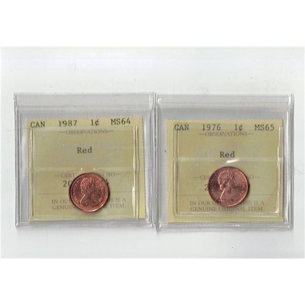 PCCS 1¢,  2 coin Lot Professional Coin Certification System
