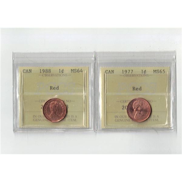 PCCS 1¢,  2 coin Lot Professional Coin Certification System