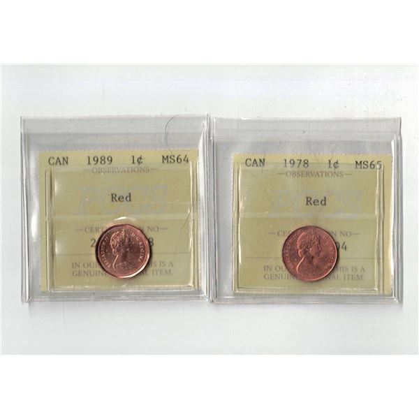 PCCS 1¢,  2 coin Lot Professional Coin Certification System