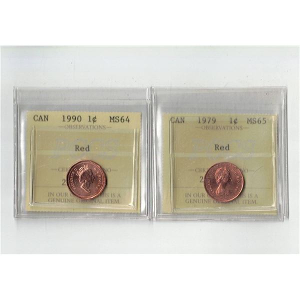 PCCS 1¢,  2 coin Lot Professional Coin Certification System