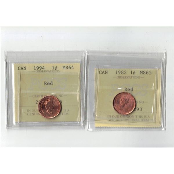 PCCS 1¢,  2 coin Lot Professional Coin Certification System