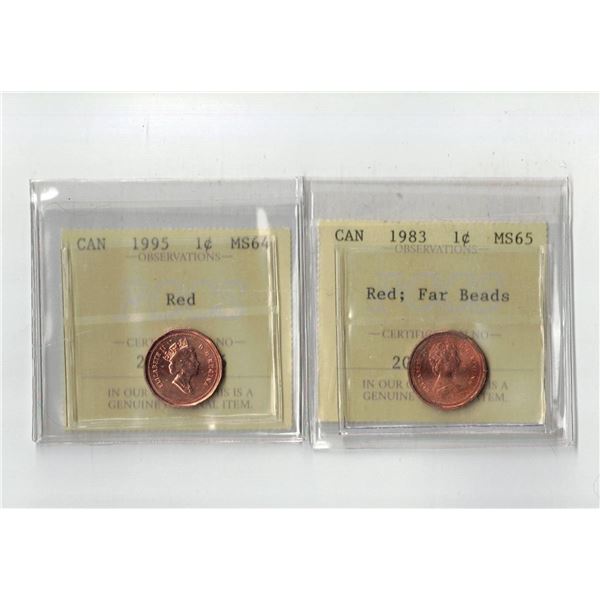 PCCS 1¢,  2 coin Lot Professional Coin Certification System