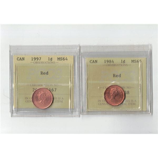 PCCS 1¢,  2 coin Lot Professional Coin Certification System