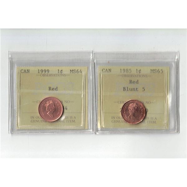PCCS 1¢,  2 coin Lot Professional Coin Certification System